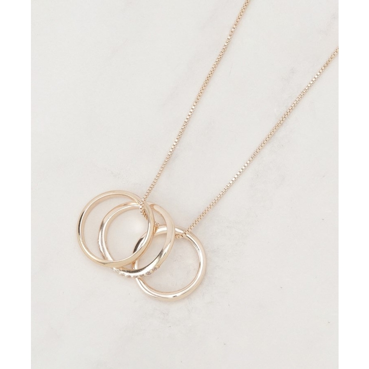 ピンクシルバー(005) | 3リングビジューネックレス | grove