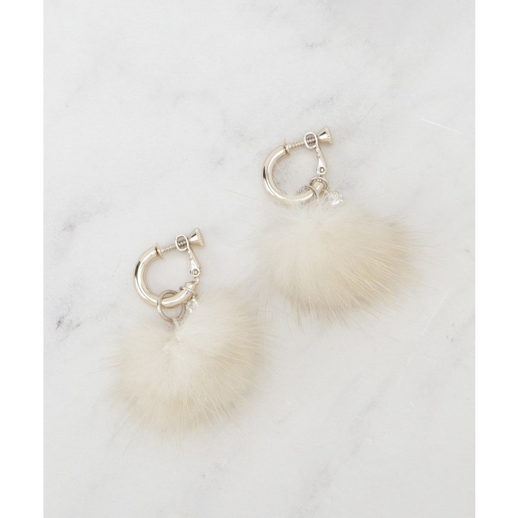 アイボリー(004) | 【3WAY】ファービジューイヤリング | grove