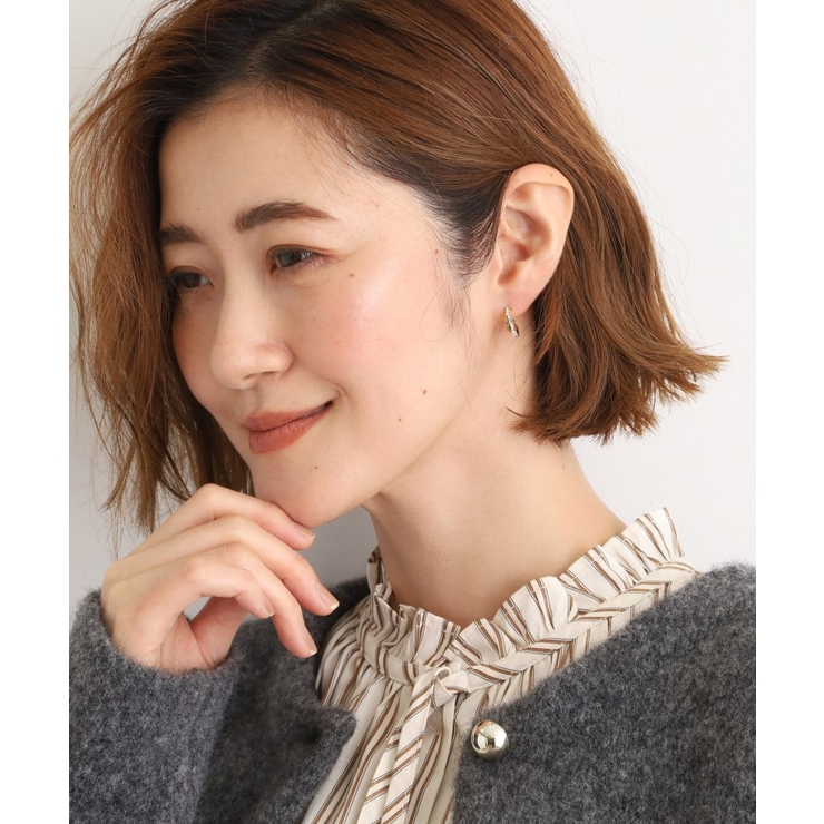 パール調ビジューフープデザインピアス | grove | 詳細画像5 