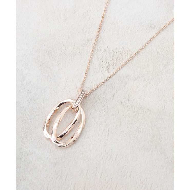 ピンクゴールド(005) | ツイストオーバルビジューネックレス | grove