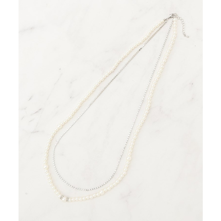 パール調ダイヤレーン2連ネックレス | grove | 詳細画像1 