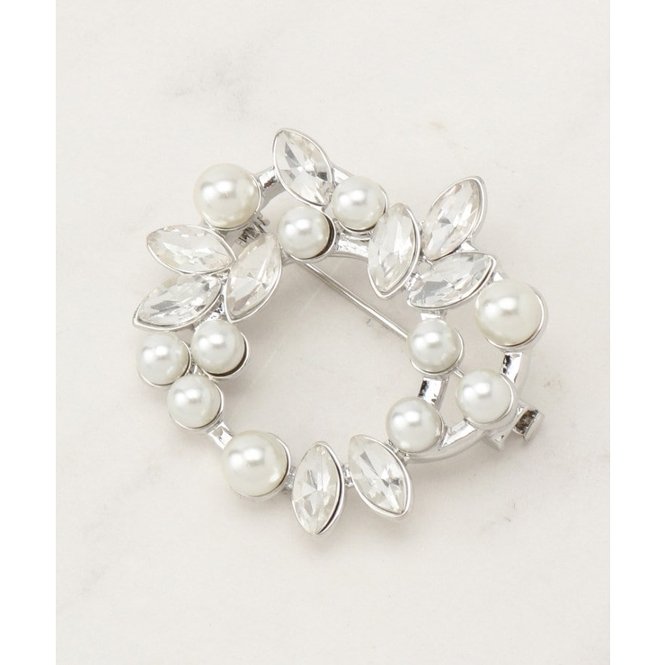 リーフビジューパール調ブローチ | grove | 詳細画像1 