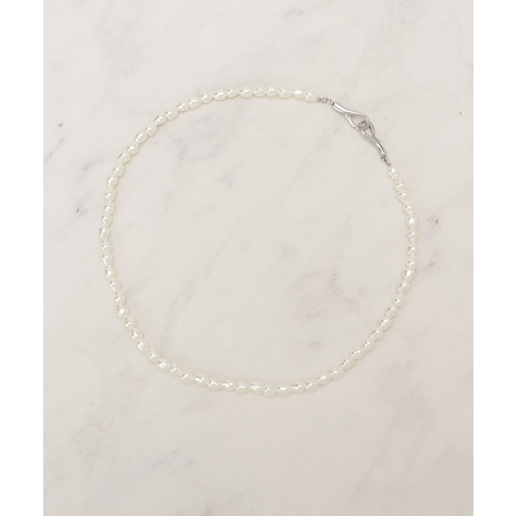 シルバー(006) | バロックパール調メタルクラスプネックレス | grove