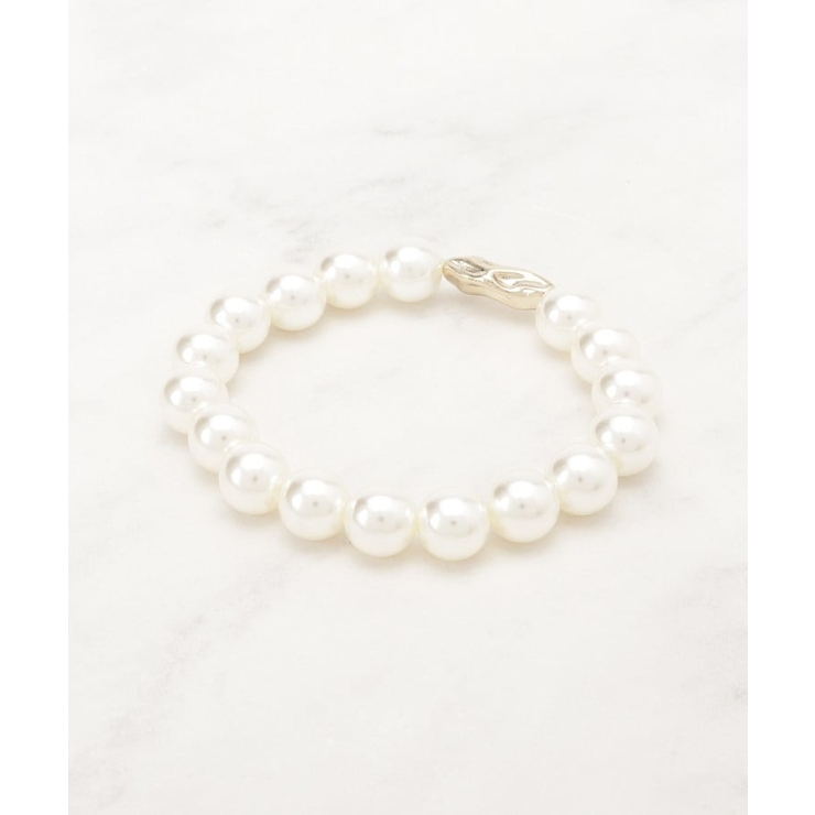 ホワイト(001) | フェイクパールメタルゴムブレス | grove