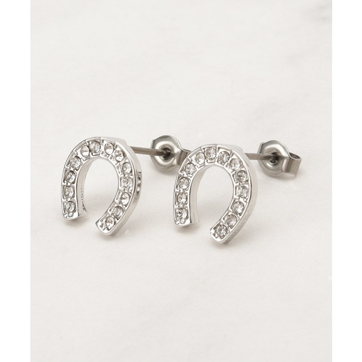 シルバー(006) | 【HORSESHOEシリーズ】キラキラビジューホースシューピアス | grove