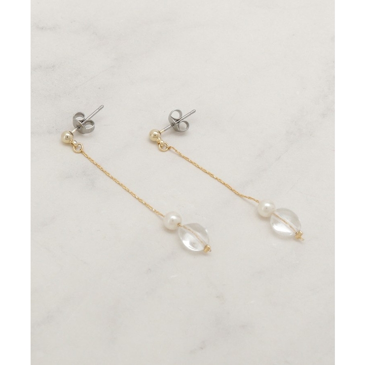 クリスタル/透明(000) | 天然石フェイクパールピアス【日本製】 | grove