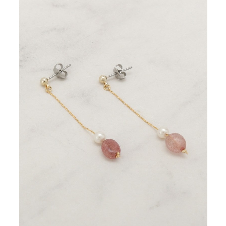 ピンク(071) | 天然石フェイクパールピアス【日本製】 | grove