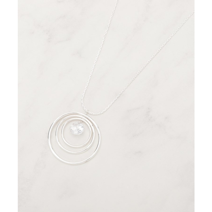 シルバー(006) | ビッグゆれるダイヤ調パーツスライダーネックレス | SHOO・LA・RUE