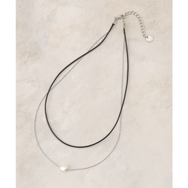 ブラック(019) | コード×チェーン×フェイクパールネックレス | OPAQUE.CLIP