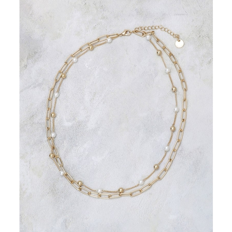 チェーン×フェイクパール2連ネックレス | OPAQUE.CLIP | 詳細画像2 