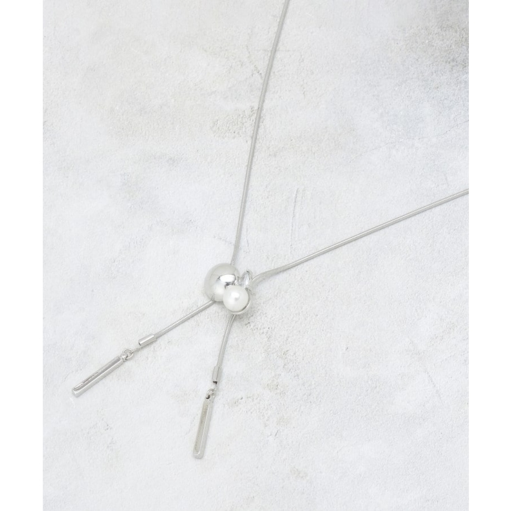シルバー(006) | パール調ビジュースライドネックレス | OPAQUE.CLIP