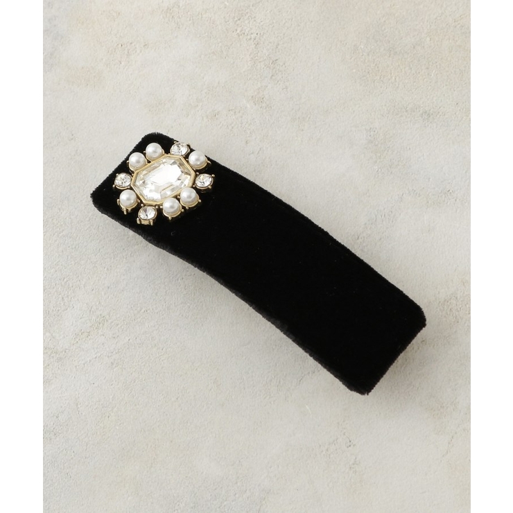 ブラック(119) | ビジュー付きベロアバレッタ | OPAQUE.CLIP