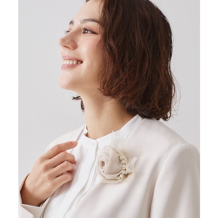 ラメチュールシフォン×フェイクパールコサージュ | OPAQUE.CLIP | 詳細画像1 