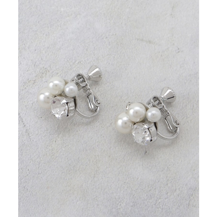 シルバー(006) | ビジューフェイクパール イヤリング | OPAQUE.CLIP