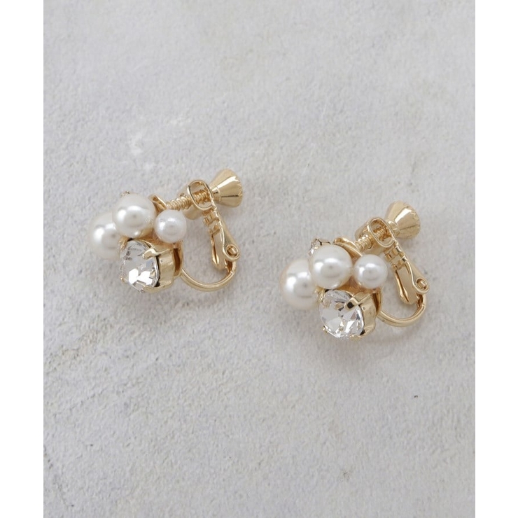 ゴールド(007) | ビジューフェイクパール イヤリング | OPAQUE.CLIP