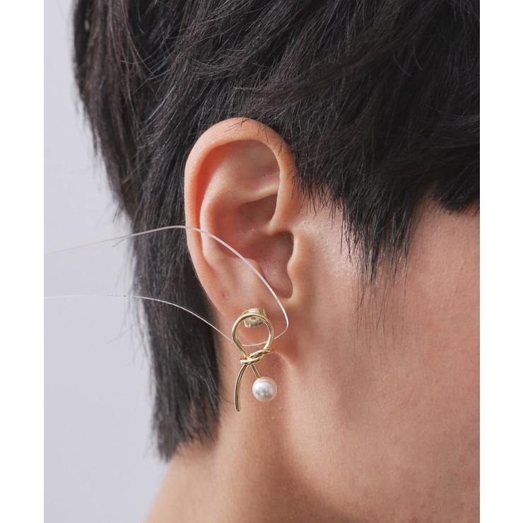 ねじれメタルフェイクパールピアス | OPAQUE.CLIP | 詳細画像4 