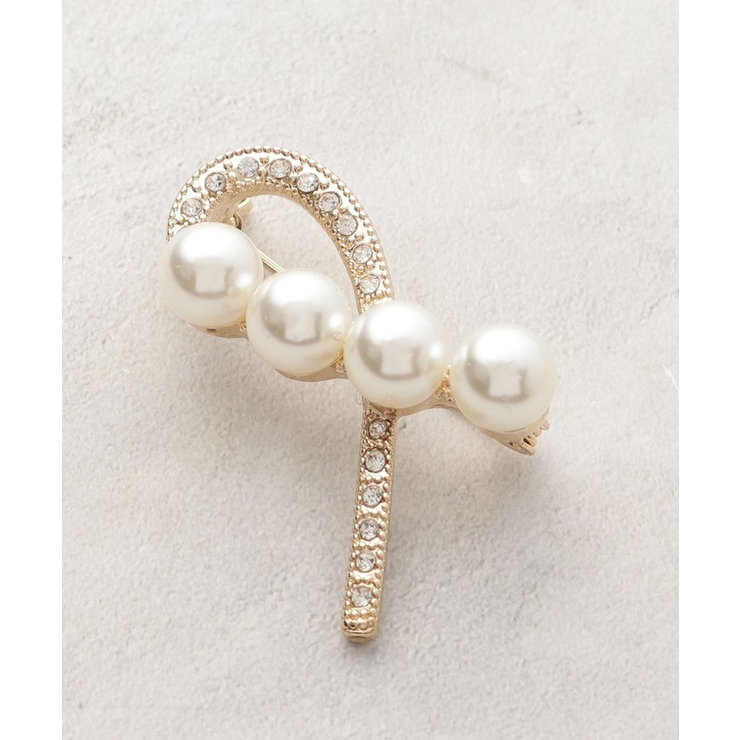 ゴールド(007) | フェイクパール カーブラインブローチ | OPAQUE.CLIP