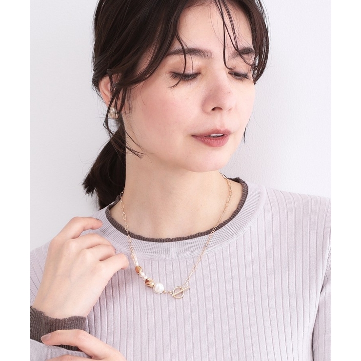パール調ビーズ×メタル チェーンネックレス | OPAQUE.CLIP | 詳細画像7 