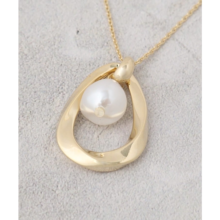 大ぶりメタルしずく×フェイクパール ネックレス | OPAQUE.CLIP | 詳細画像4 