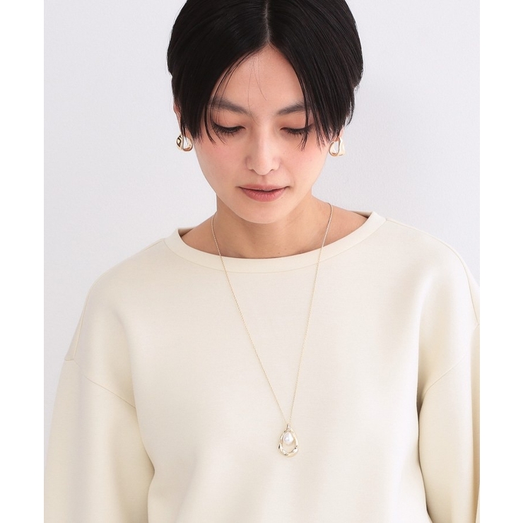 大ぶりメタルしずく×フェイクパール ネックレス | OPAQUE.CLIP | 詳細画像6 