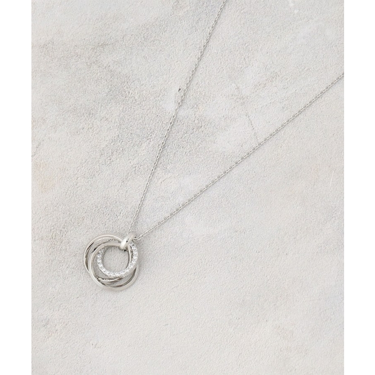 シルバー(006) | メタル×ビジュー3連リング ネックレス | OPAQUE.CLIP