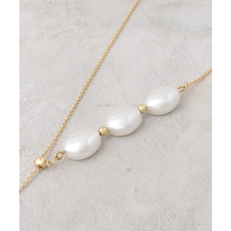 3連パール調ビーズデザインネックレス | OPAQUE.CLIP | 詳細画像3 