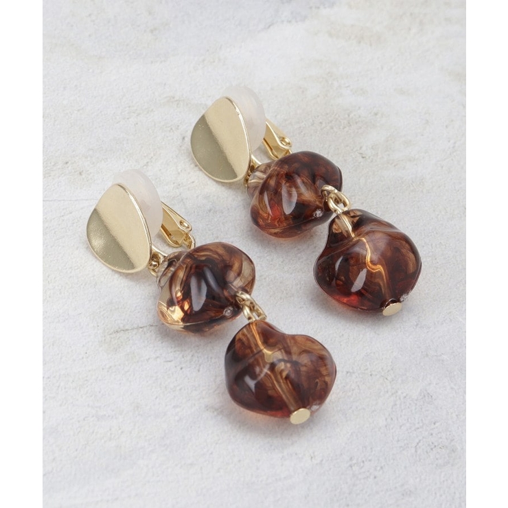 ブラウン(043) | メタル×アクリルビーズ イヤリング | OPAQUE.CLIP