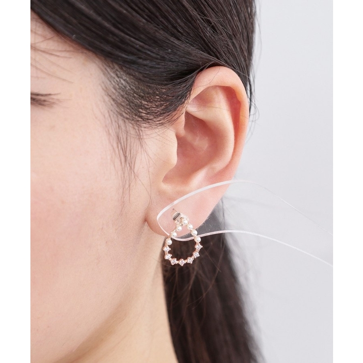 フェイクパール×ビジューしずくモチーフピアス | OPAQUE.CLIP | 詳細画像4 