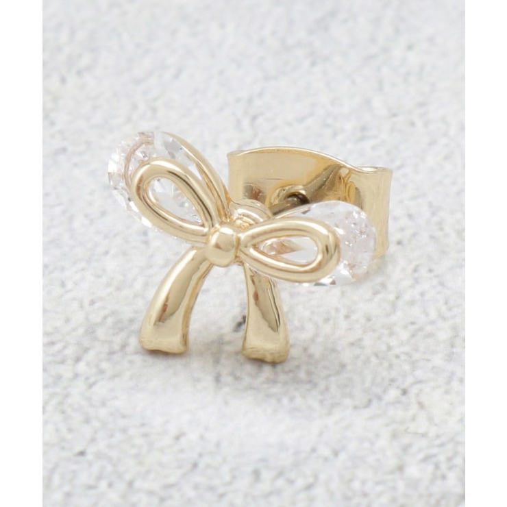 ビジュー×メタルリボンミニピアス | OPAQUE.CLIP | 詳細画像2 