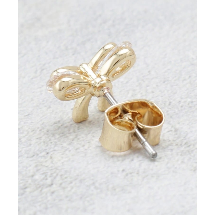 ビジュー×メタルリボンミニピアス | OPAQUE.CLIP | 詳細画像3 