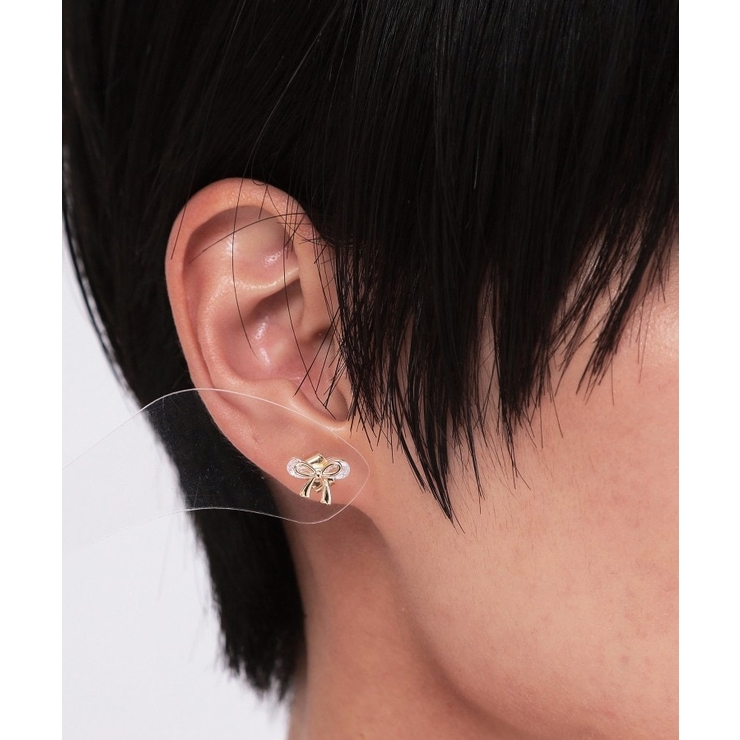 ビジュー×メタルリボンミニピアス | OPAQUE.CLIP | 詳細画像4 