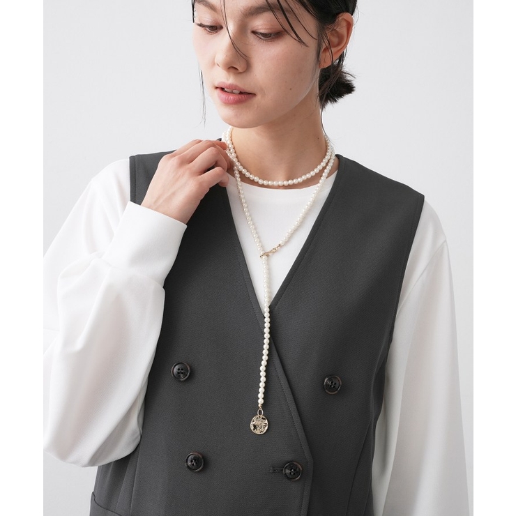 マルチウェイ フェイクパールY字ネックレス | Dessin | 詳細画像1 