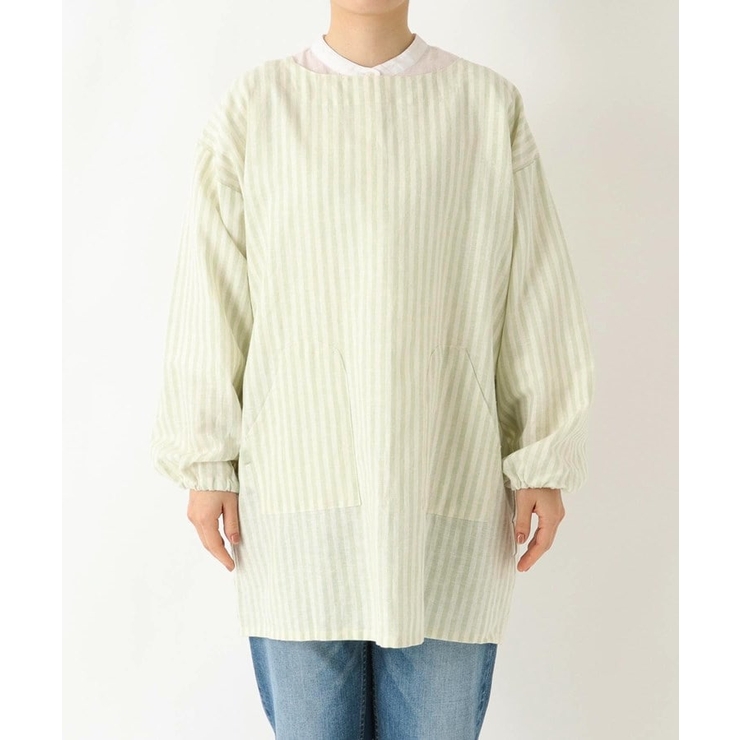 ブロックストライプ リネンコットン スモック LGR ＜212Kオリジナル ＞ | 212 KITCHEN STORE | 詳細画像1 