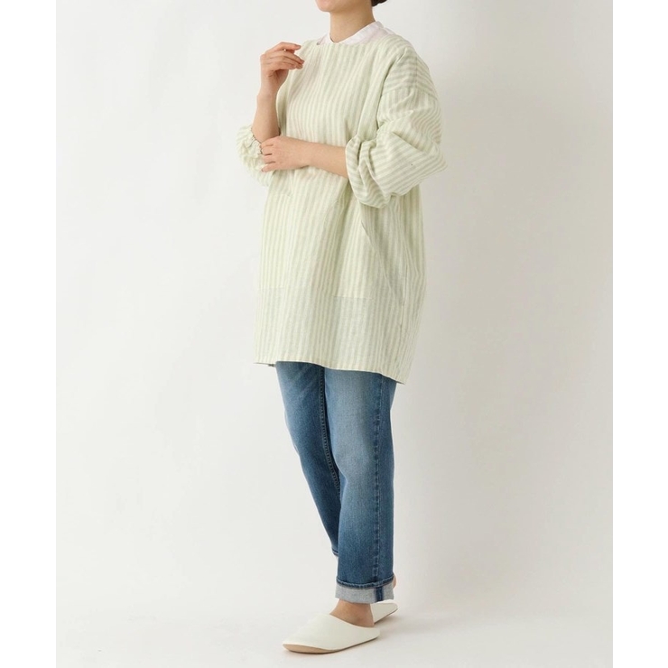 ブロックストライプ リネンコットン スモック LGR ＜212Kオリジナル ＞ | 212 KITCHEN STORE | 詳細画像10 