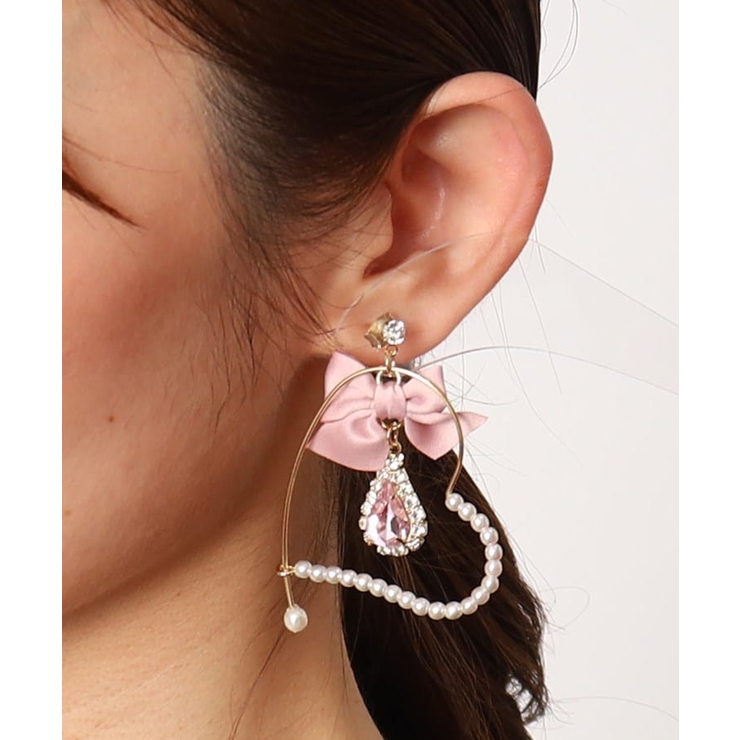 推し活 量産系 地雷系 リボン×ハートピアス[品番：WRDW0164226