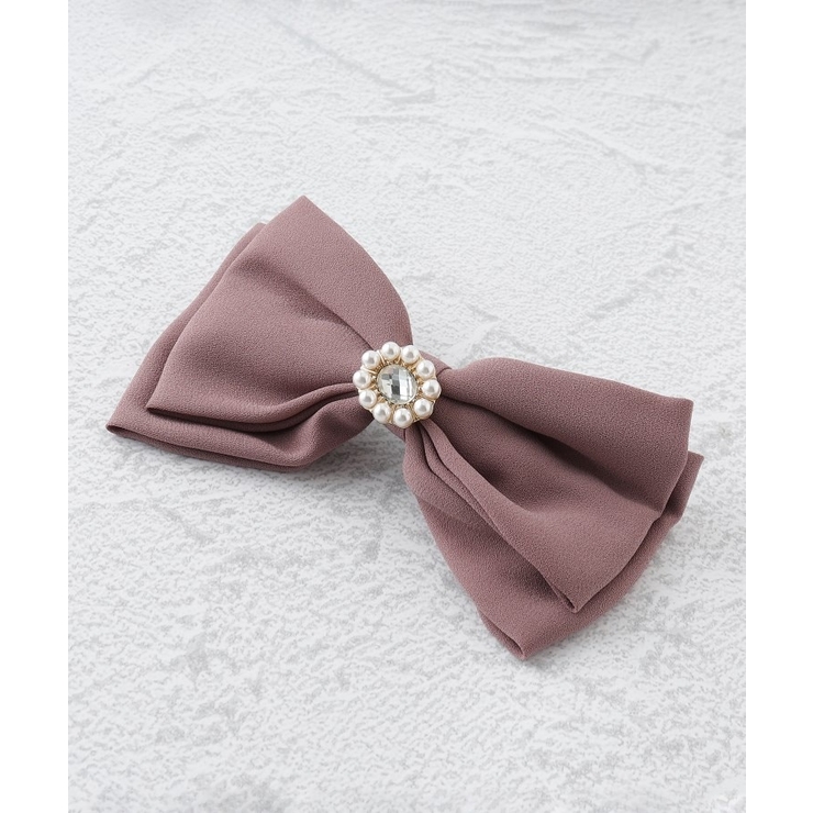 ピンク(072) | ビジュー付きリボンバレッタ | ESPERANZA