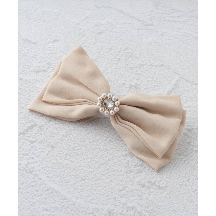 ベージュ(052) | ビジュー付きリボンバレッタ | ESPERANZA