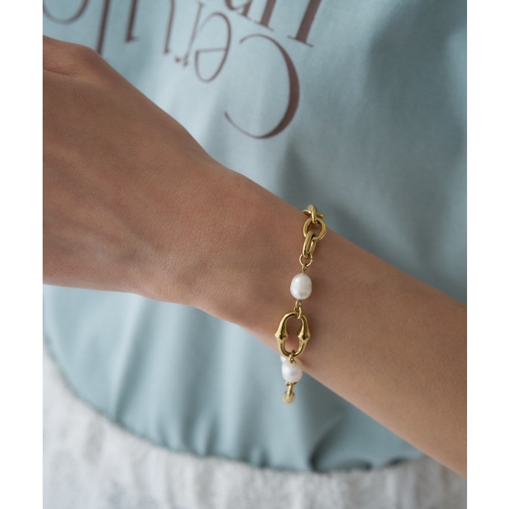 淡水パール オーバルチェーンマンテルブレスレット | cloenc | 詳細画像2 