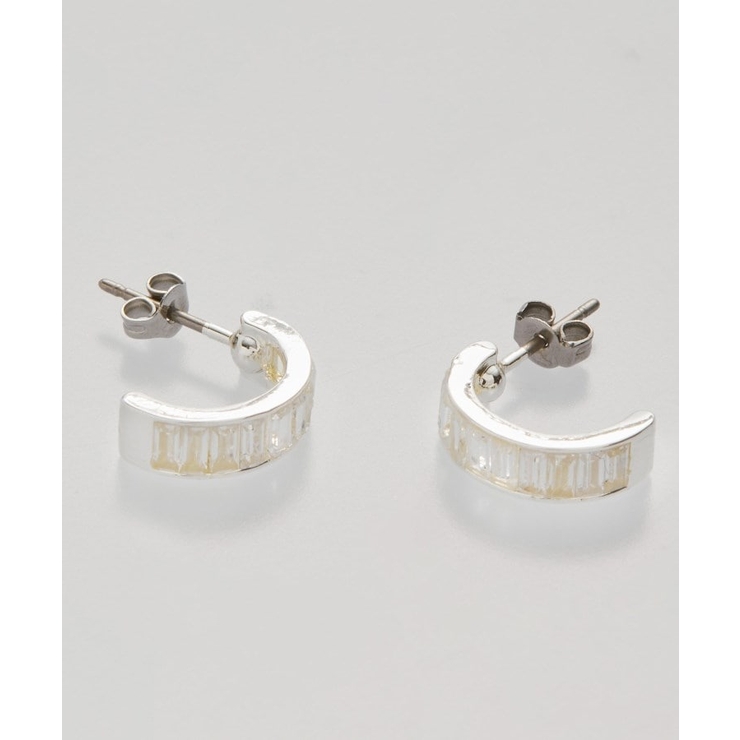 シルバー(006) | 【November】ストライプジルコンチタンピアス | cloenc