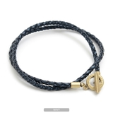 NAVY | ◆牛革 編み込み2連 レザーブレスレット◆ | ONE 4 PREMIUM
