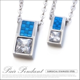 【ペア】【ネックレス】【ペアネックレス】【チェーン付】◆キュービックジルコニアペ… | 2PIECES | 詳細画像1