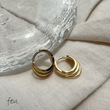 ゴールド | SILVER925 3ディスクピアス アレルギー対応素材 | feu