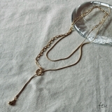 ゴールド | ロングネックレス 2種チェーン トレンド | feu