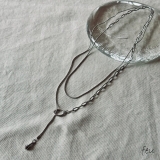 シルバー | ロングネックレス 2種チェーン トレンド | feu