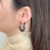 ブラックフープピアス ストーン トレンド | feu | 詳細画像10