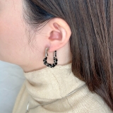 ブラックフープピアス ストーン トレンド | feu | 詳細画像2