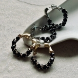 ブラックフープピアス ストーン トレンド | feu | 詳細画像3