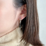 ブラックフープピアス ストーン トレンド | feu | 詳細画像7