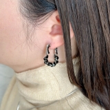 ブラックフープピアス ストーン トレンド | feu | 詳細画像8