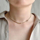 ネックレス ボールチェーン アシンメトリーきらきら | feu | 詳細画像12 